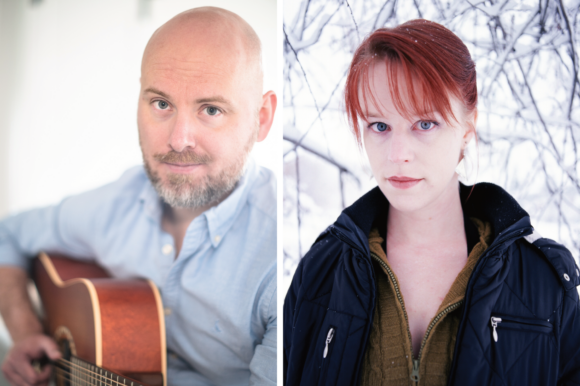 Artists Vinter.Baer and Marian Call; photo on R by Brian Adams.